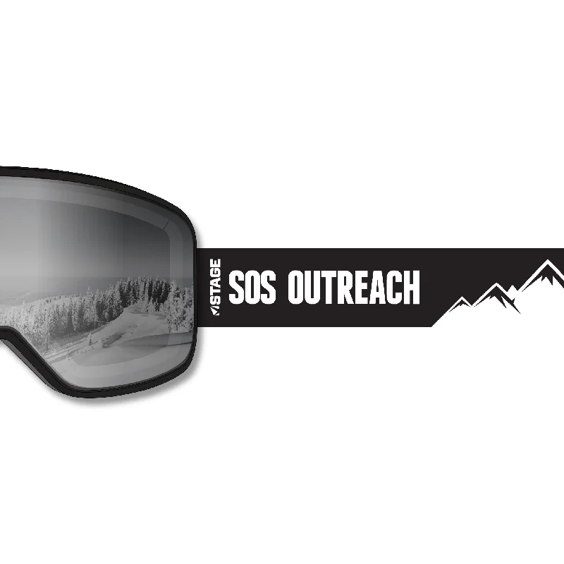 Season Finale Sale SOS Outreach Prop Ski Goggle - Black Frame w/ Mirror Chrome Lens - Adult Universal